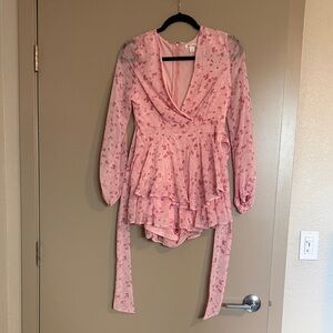 Pink Floral Long Sleeve Romper